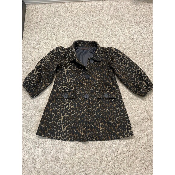 Leopard Print Puff Sleeve Dress Coat – Vintage Glam Holiday Party Jacket Small - Picture 2 of 11